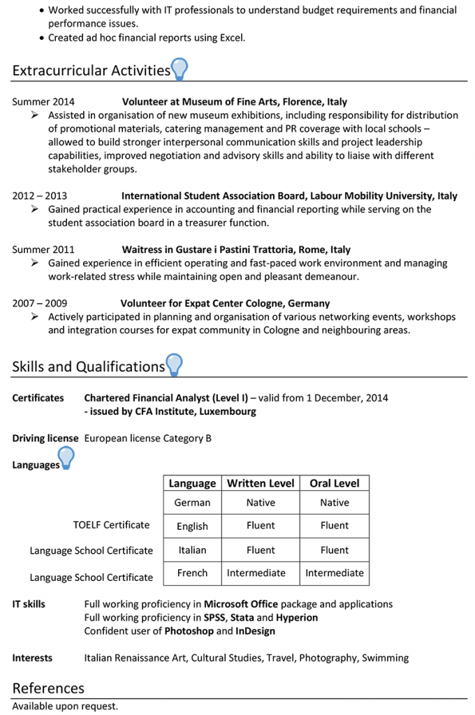 Luxembourg CV Sample 2 CareerProfessor Works