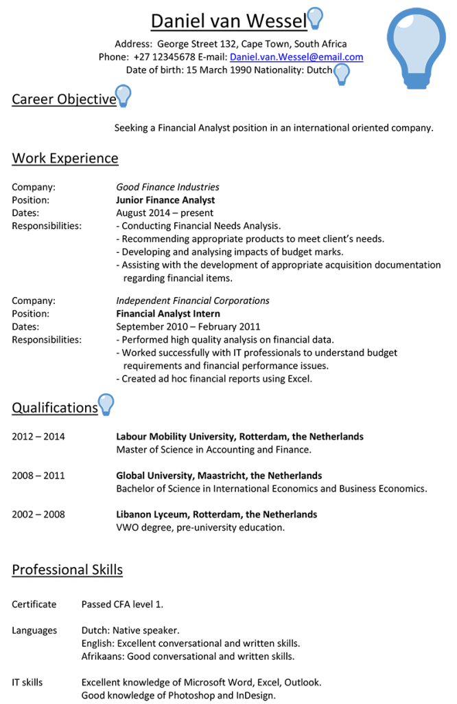 Curriculum Vitae Template Word South Africa