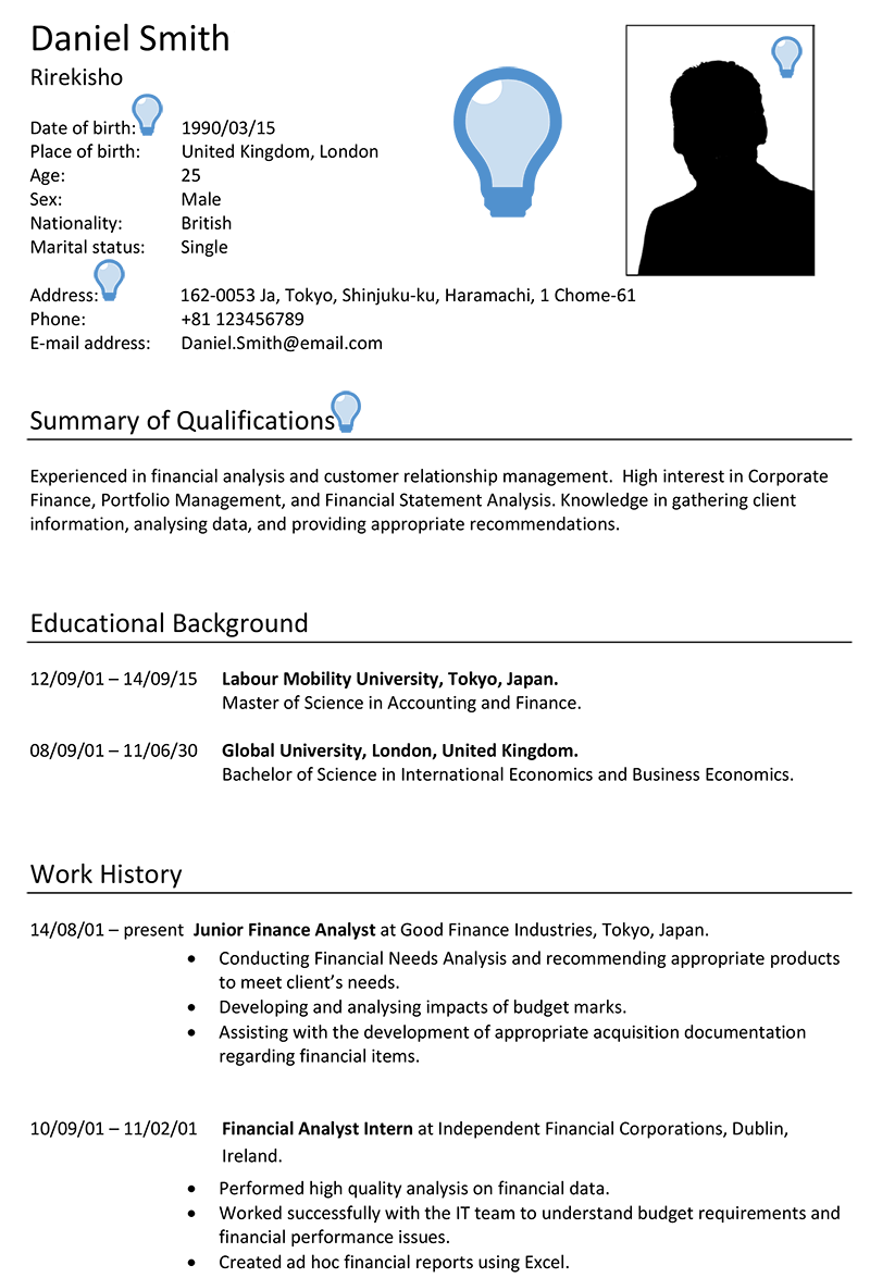 sample resume for japanese company