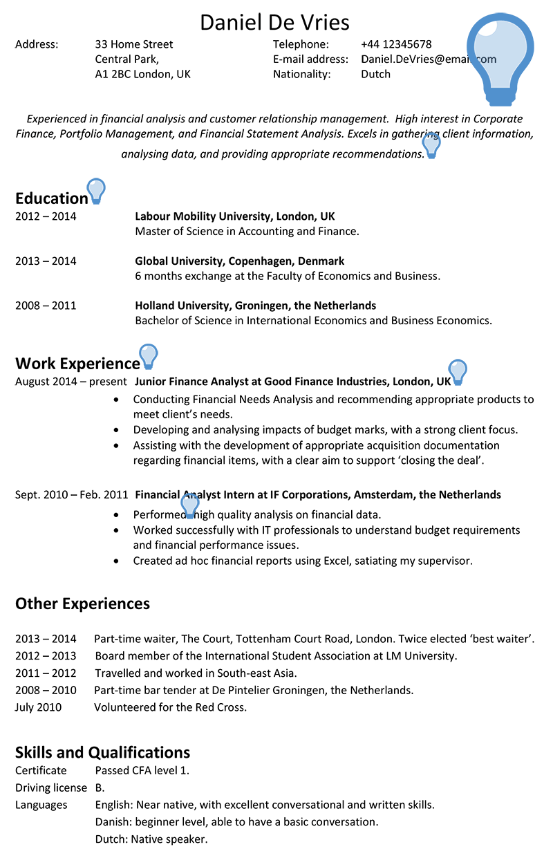 resume template in uk