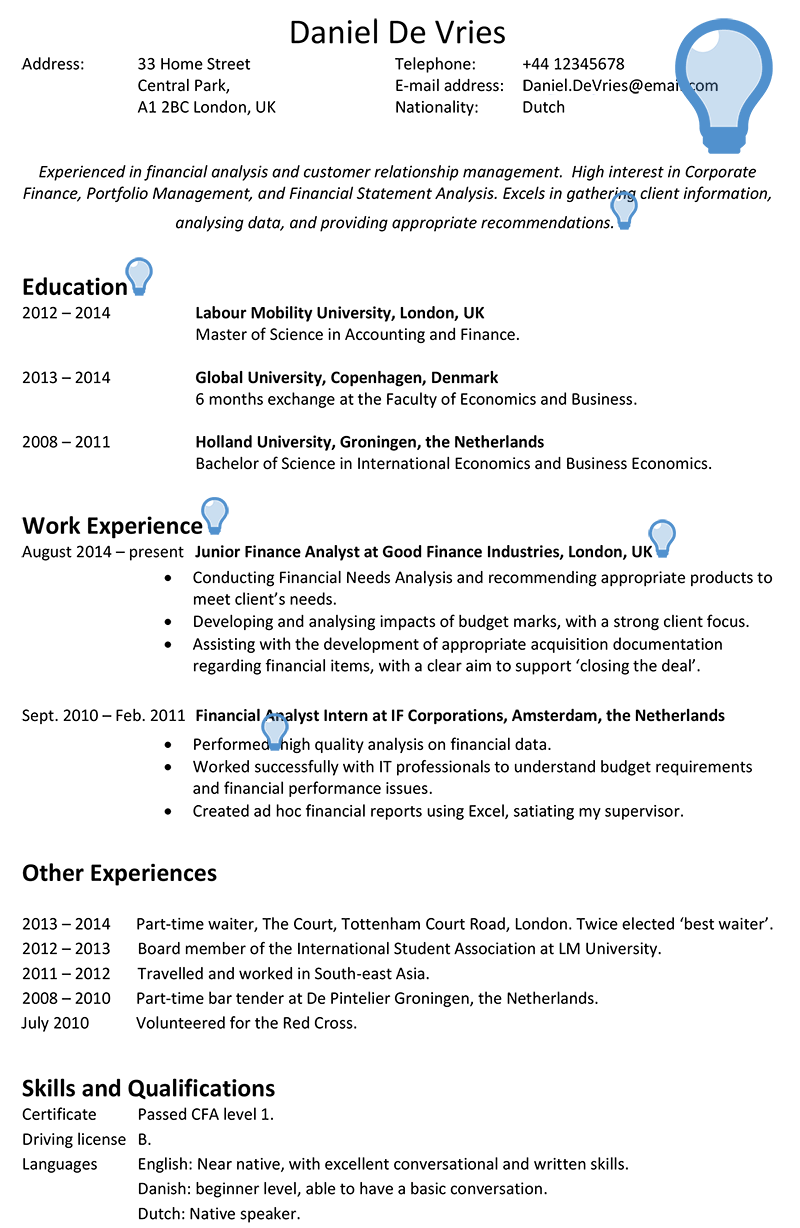 Resume Uk Example