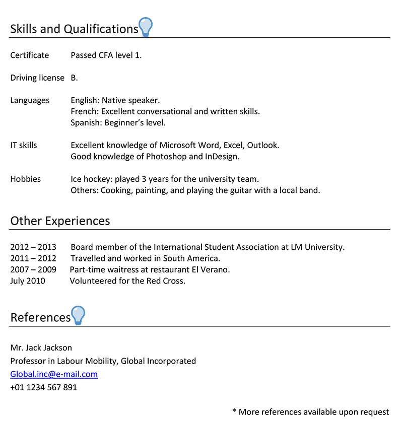 Colombia Cv Sample Page 2 Careerprofessor Works