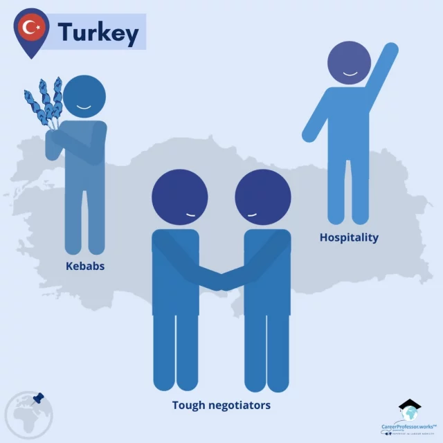 There is much more to Turkish hospitality than savoury kebabs - you will experience that it's limitless if you're willing to share your love for the country over long lunch breaks with your co-workers. When it comes to business dealings, however, you can expect the Turks to be tough negotiators. There is a lot to learn about the country where Oriental, African, Arab and Western cultures meet. #workinginturkey #expatsinturkey #internship #internationalstudents #studentsinturkey #studyinturkey #intled #studyabroad #careerprofessor #employability #careerinsights #providingyourstudentswithinfotheyneed